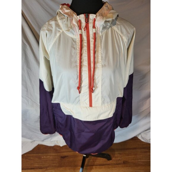 Eddie Bauer Womans Size 2XL Ivory & Purple Kangaroo Pouch Windbreaker Jacket - Picture 1 of 6